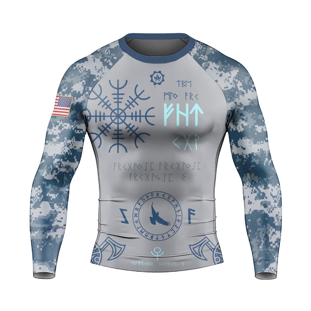 Navy Veteran Viking Men's Long Sleeve Rash Guard - BattleFitGear