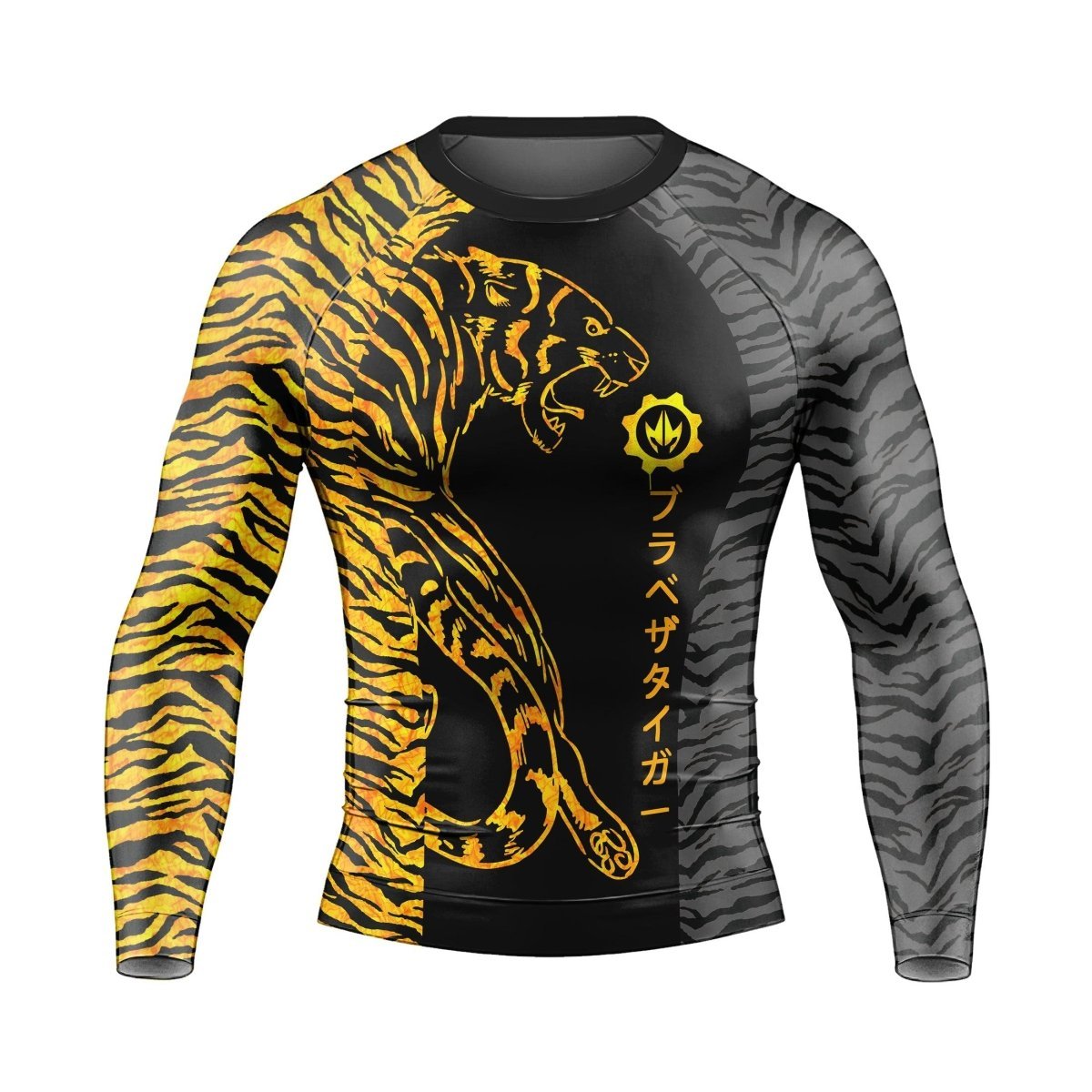 Tiger's Reflection Men's Long Sleeve Rash Guard - BattleFitGear