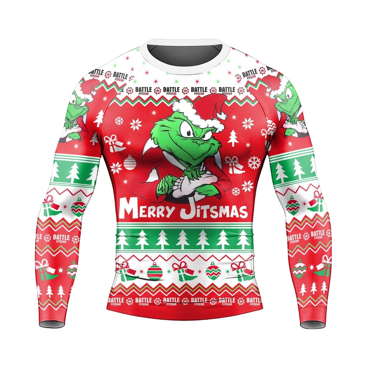 Funny Santa Grinch Long Sleeve Rash Guard - BattleFitGear