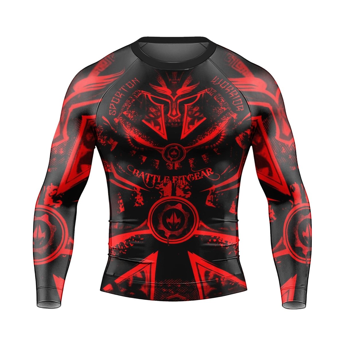 Spartan Red Men's Long Sleeve Rash Guard - BattleFitGear