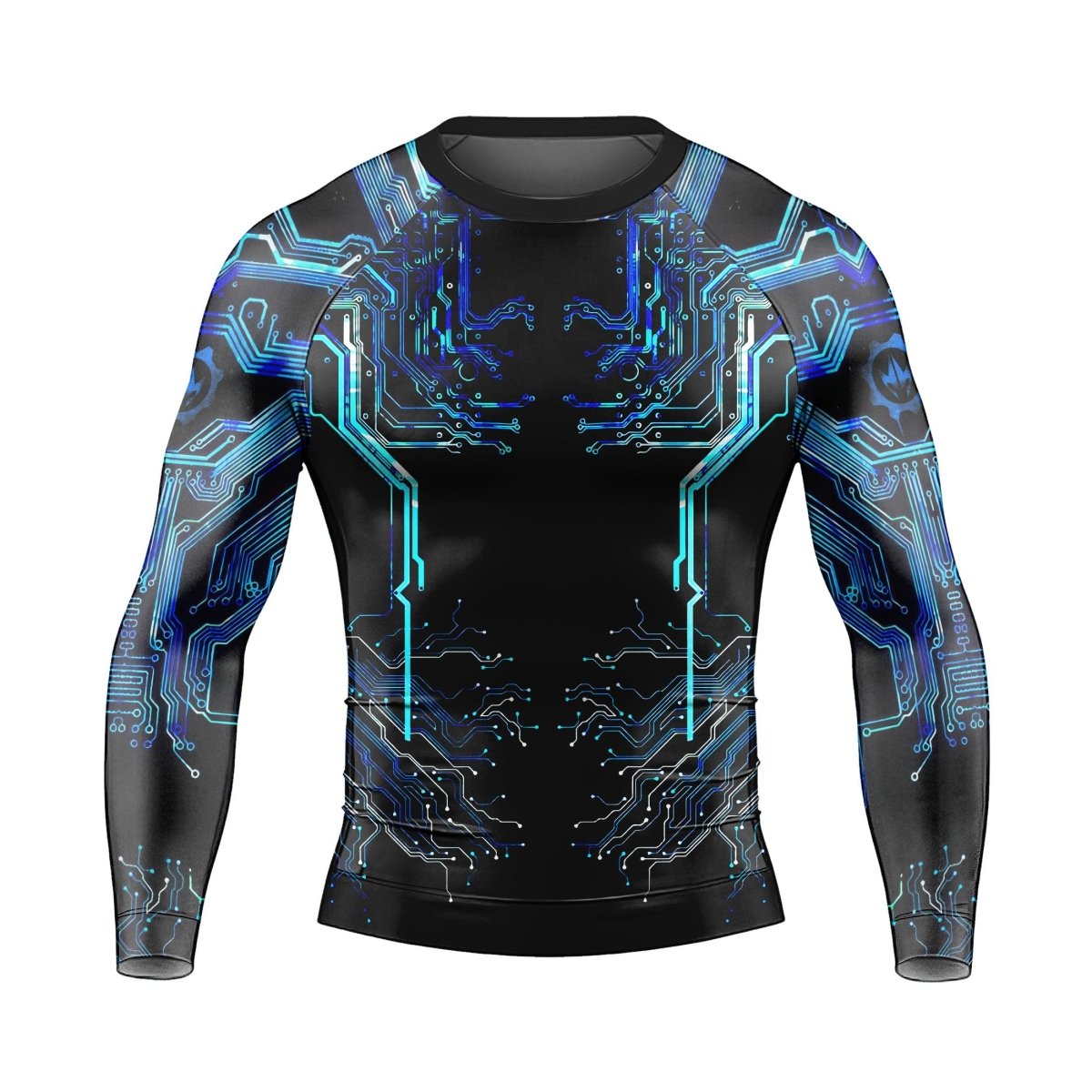 Glowing Circuit Men's Long Sleeve Rash Guard - BattleFitGear