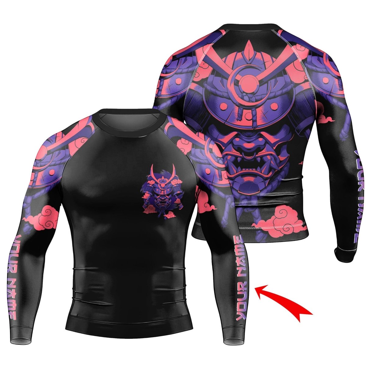 Personalized Devil Shogun Helmet Long Sleeve Rash Guard - BattleFitGear