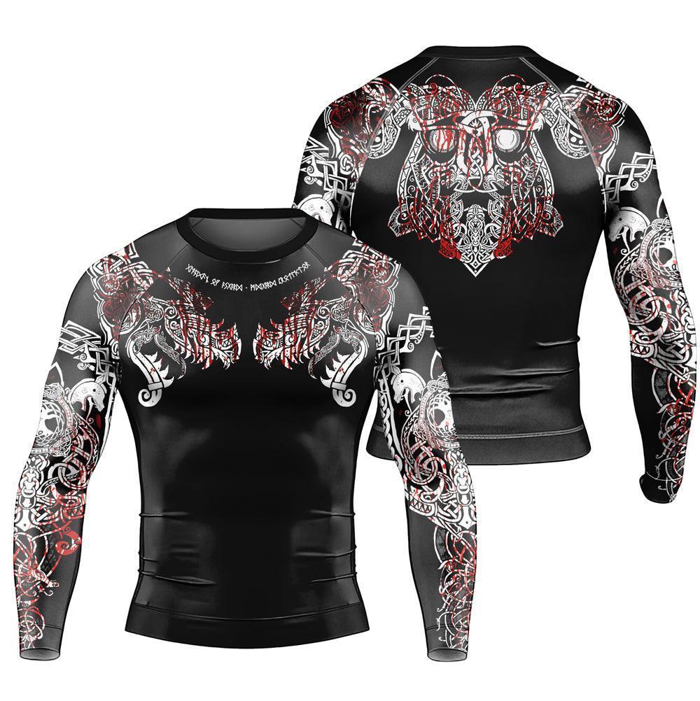 Battlefitgear Geri & Freki Blood Tattoo Men's Long Sleeve Rash Guard