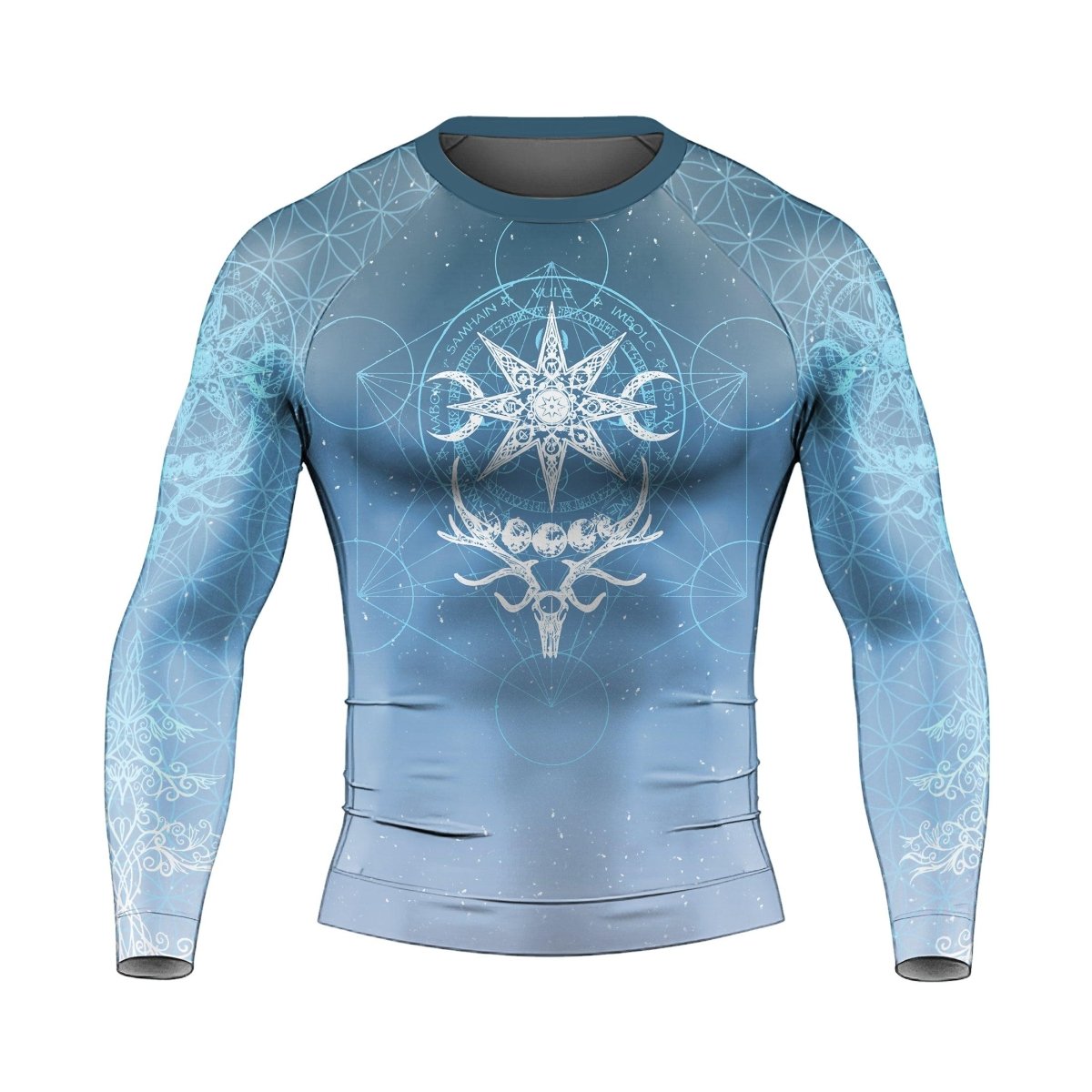 Light Blue YULE Vikings Men's Long Sleeve Rash Guard - BattleFitGear