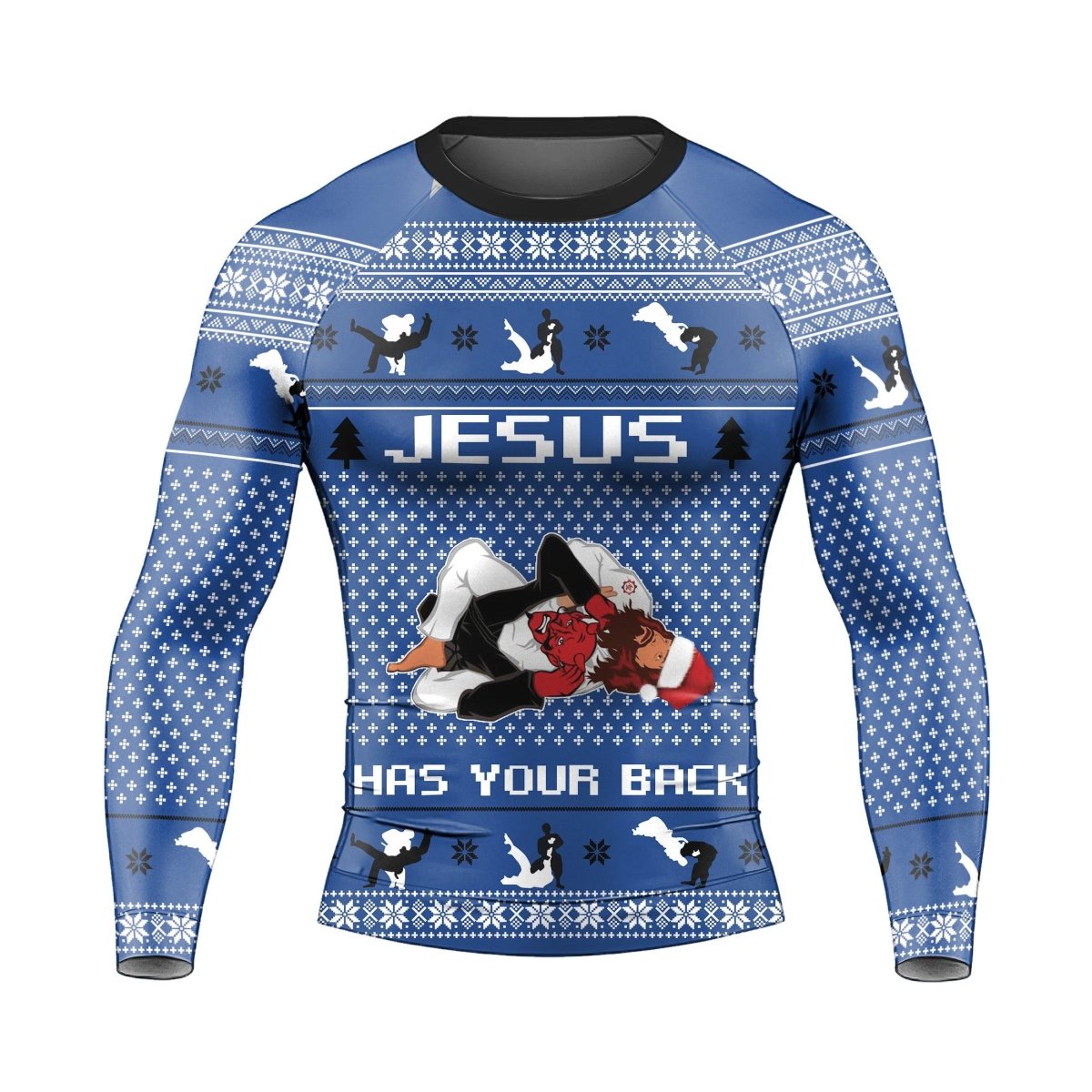 Jesus Santa Choking Long Sleeve Rash Guard - BattleFitGear