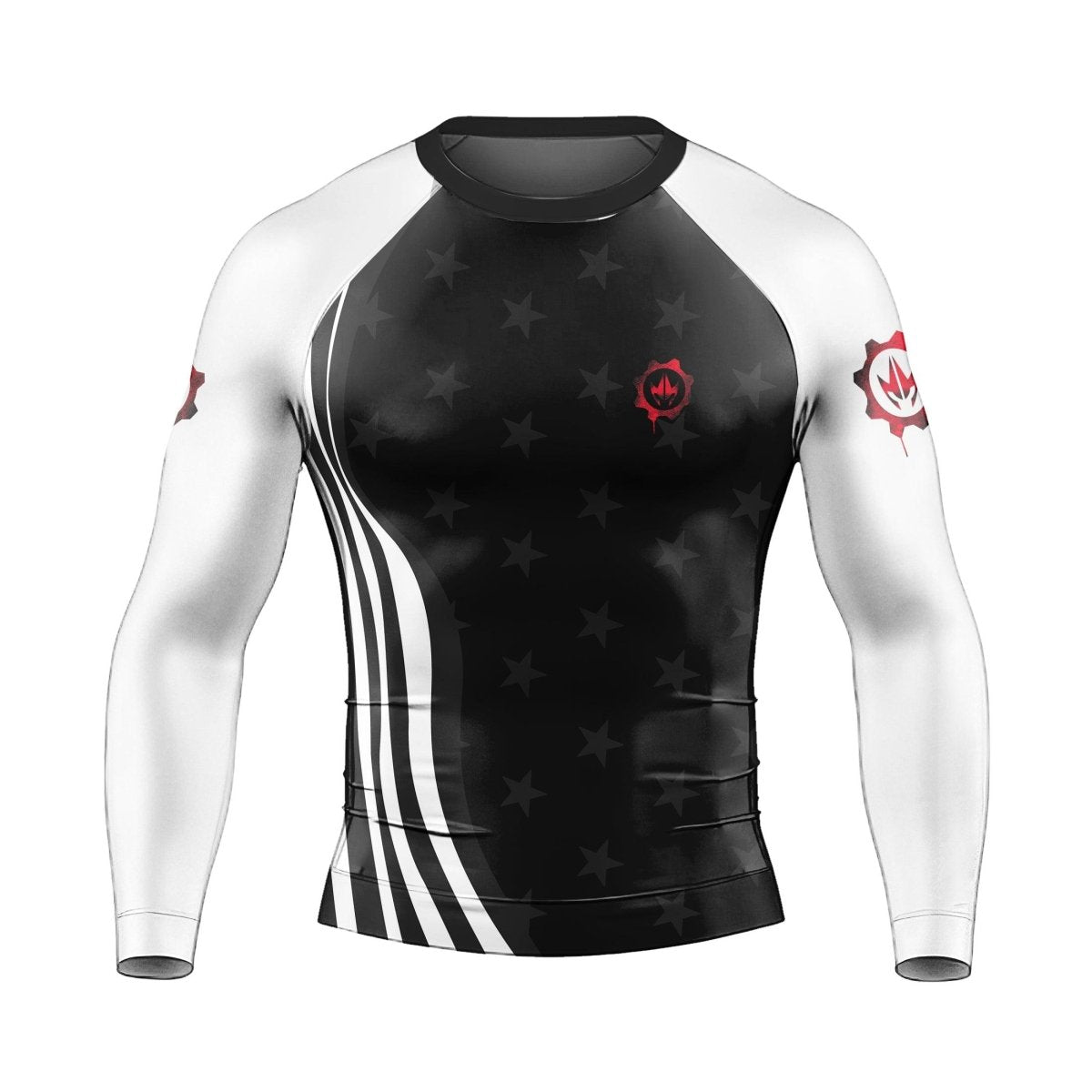 Personalized American Flag Black Long Sleeve Rash Guard - BattleFitGear