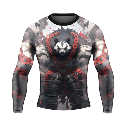 Warrior Panda Skull Long Sleeve Rash Guard - BattleFitGear