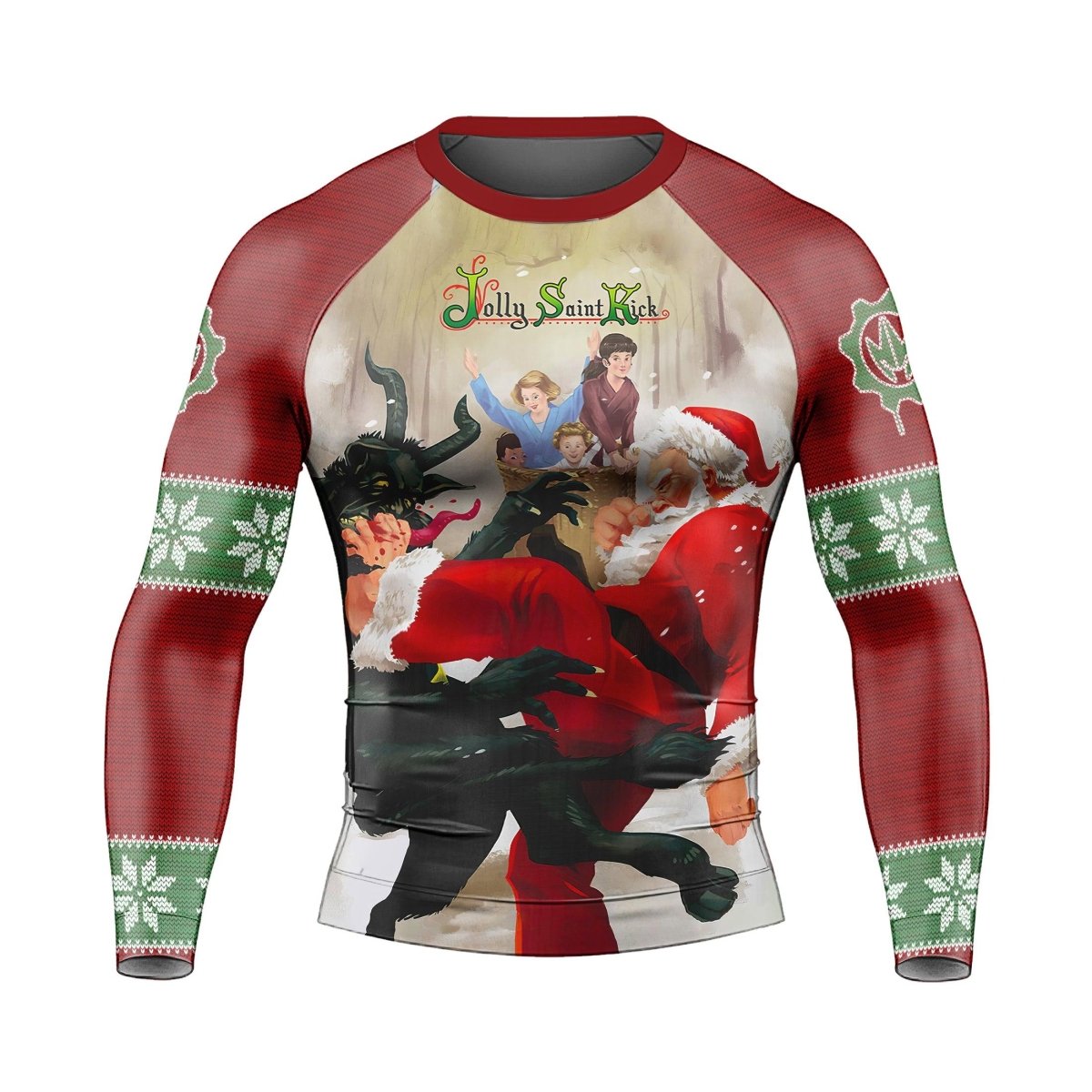 Santa & Satan Christmas Long Sleeve Rash Guard - BattleFitGear