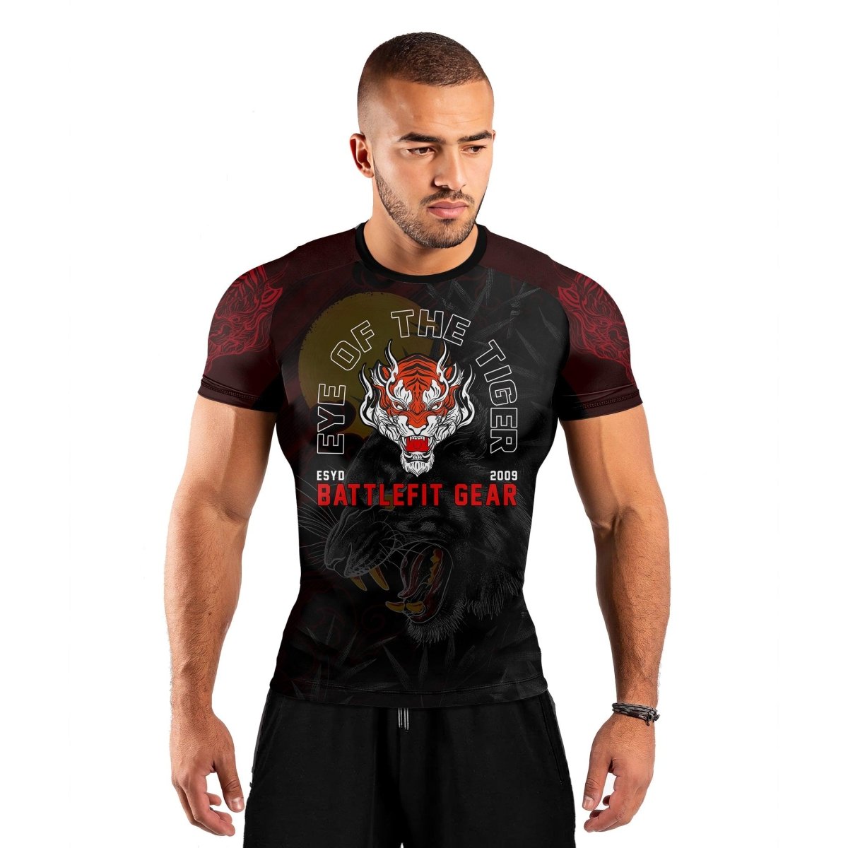 Shadow Tiger Short Sleeve Rash Guard - BattleFitGear