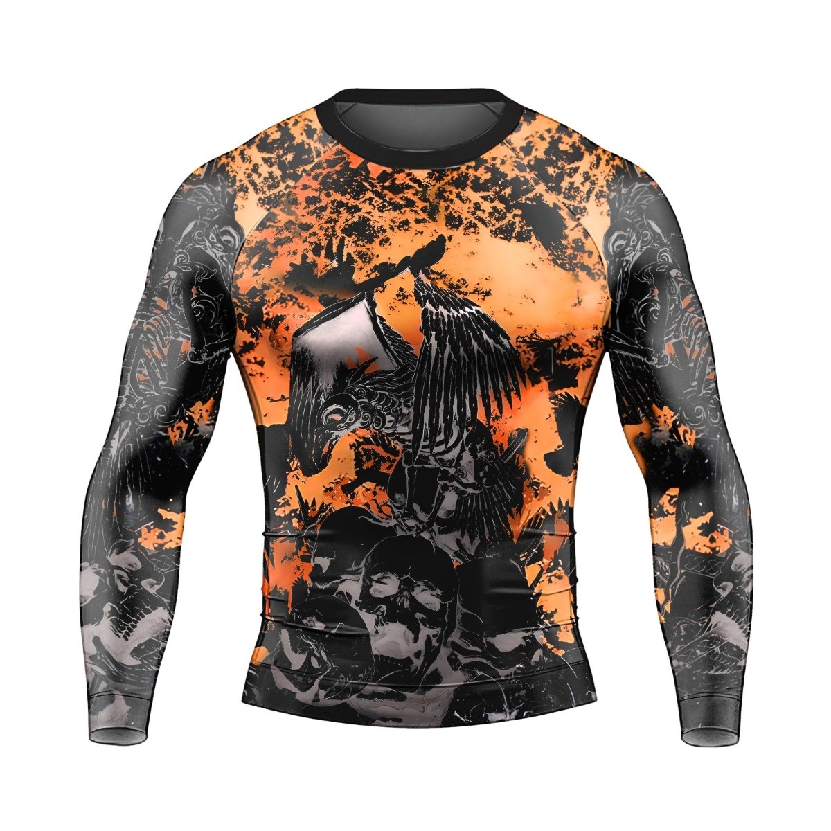 Raven Skull Men's Long Sleeve Rash Guard - BattleFitGear