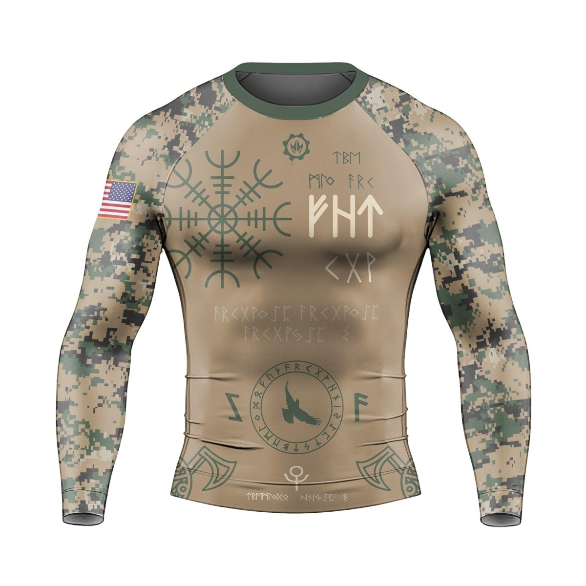 Marine Veteran Viking Men's Long Sleeve Rash Guard - BattleFitGear