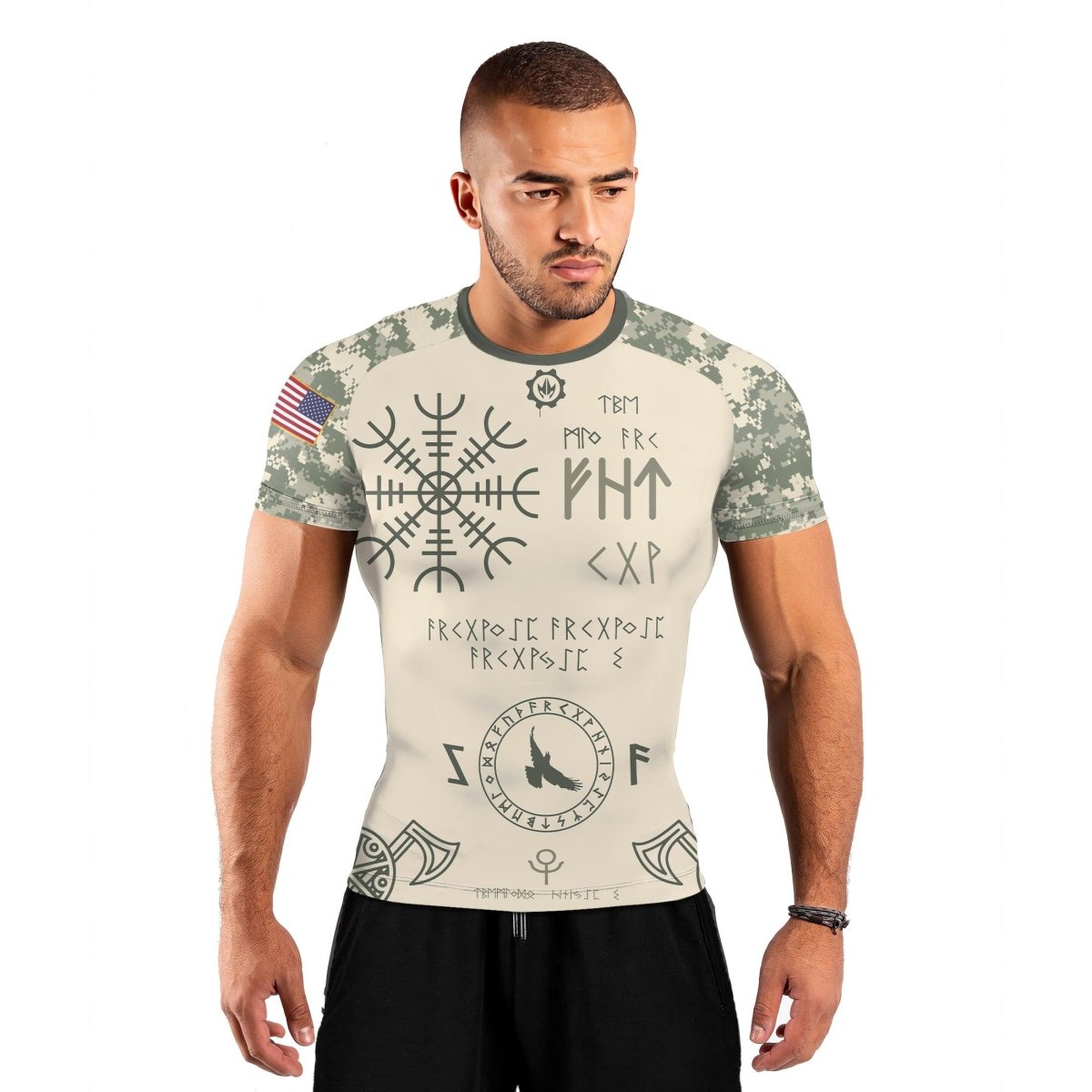 Army Veteran Viking Men's Short Sleeve Rash Guard - BattleFitGear