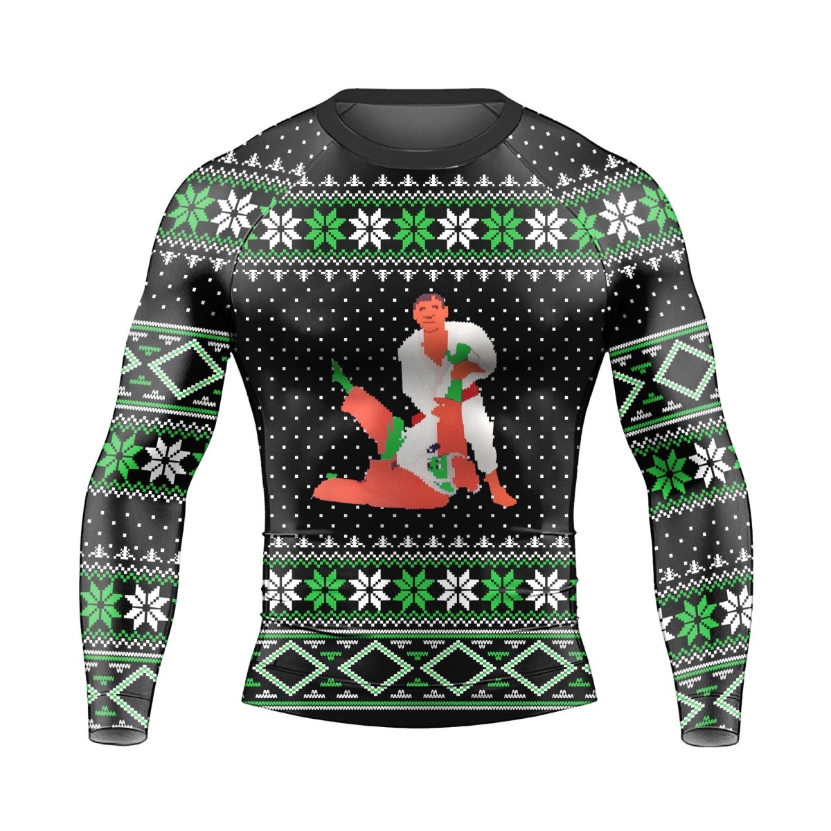 Santa Christmas Man Long Sleeve Rash Guard - BattleFitGear