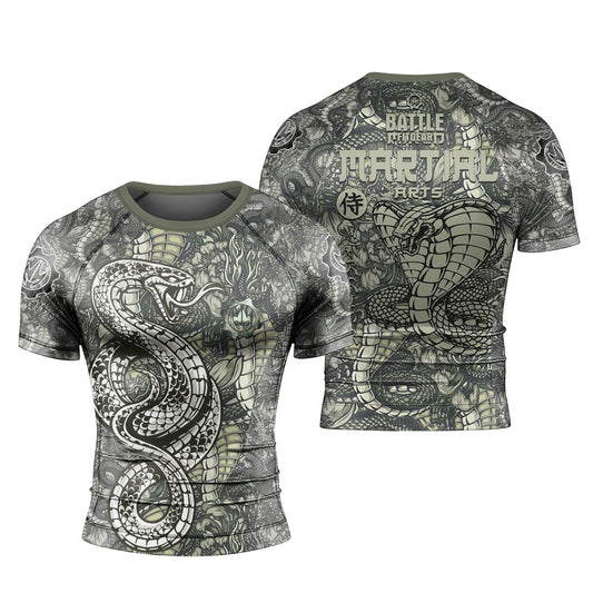 Samurai Cobra And Dragon Short Sleeve Rash Guard - BattleFitGear