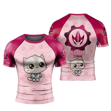 Kimeora Pink Men's Short Sleeve Rash Guard - BattleFitGear