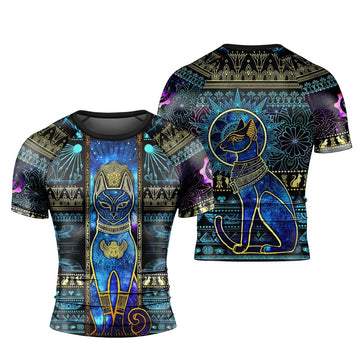 Bastet Galaxy Men's Short Sleeve Rash Guard - BattleFitGear