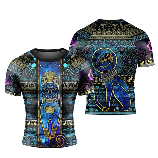 Bastet Galaxy Men's Short Sleeve Rash Guard - BattleFitGear