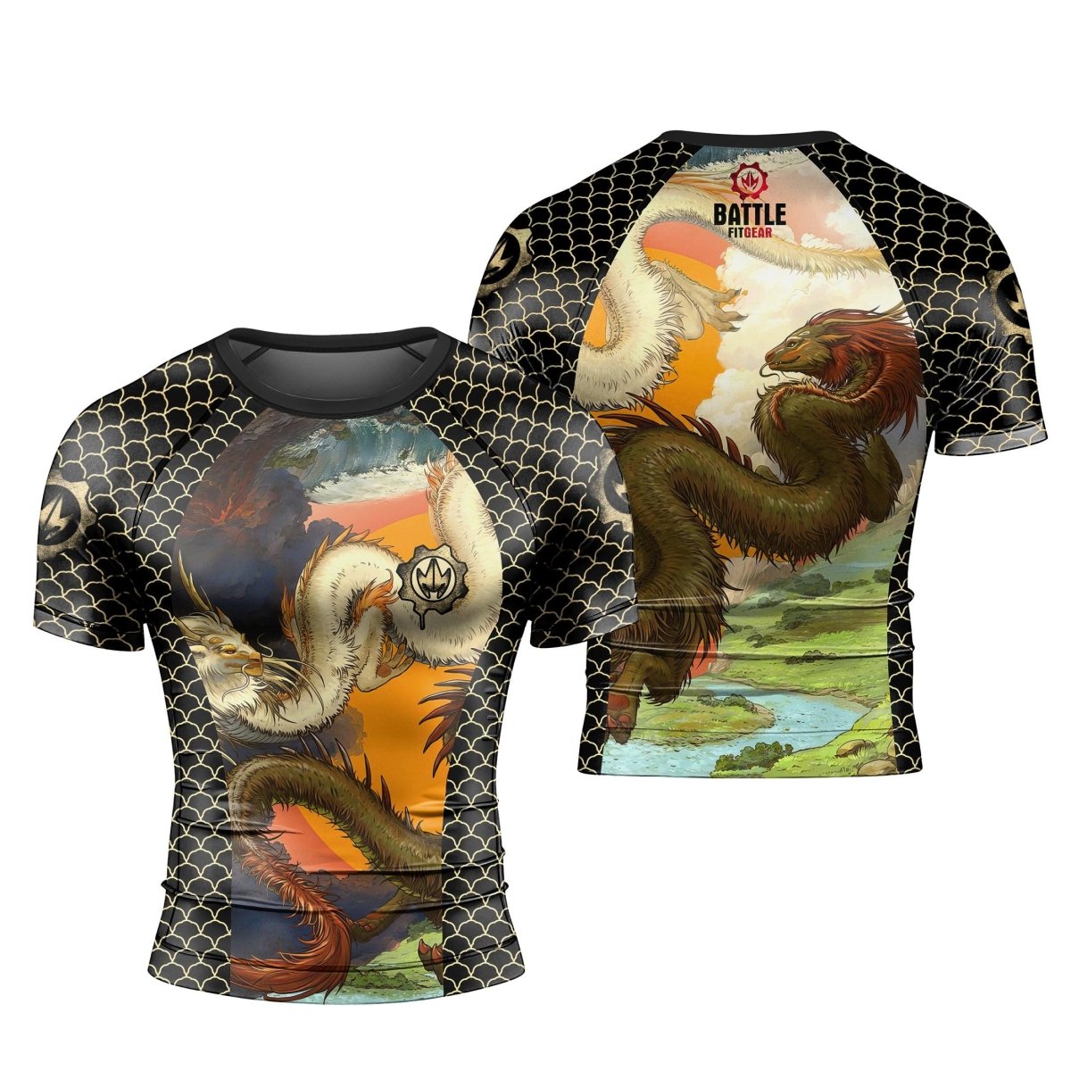 Twin Dragon Short Sleeve Rash Guard - BattleFitGear