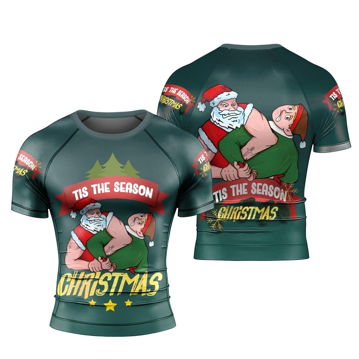 Santa Submission Short Sleeve Rash Guard - BattleFitGear