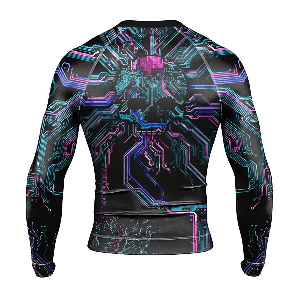 Deadly Glowing Circuit Men's Long Sleeve Rash Guard - BattleFitGear