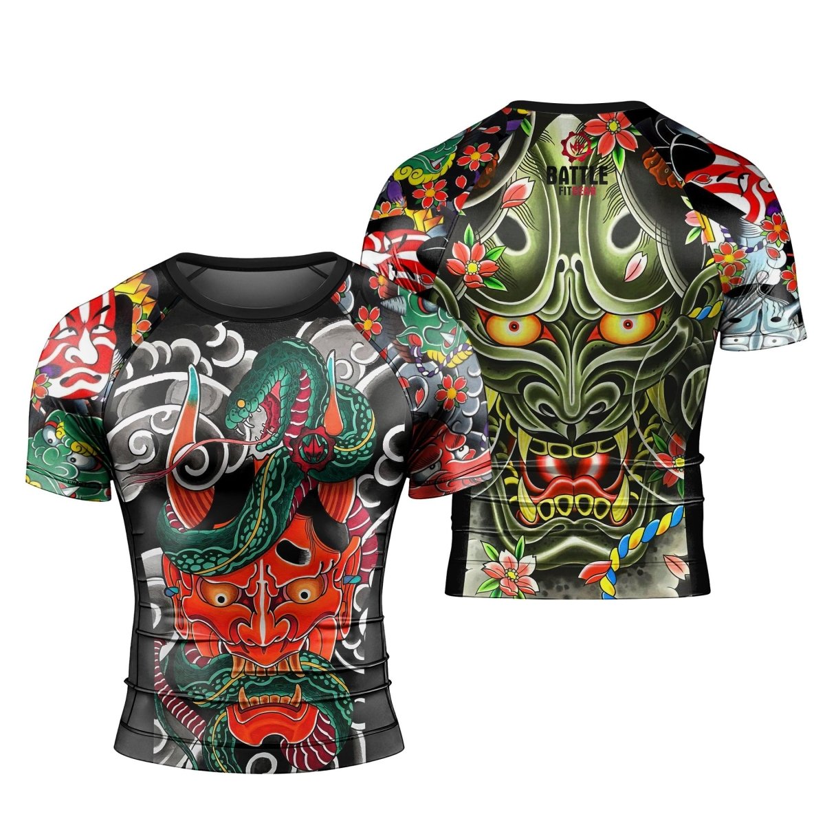 Japanese Viper Oni Men's Short Sleeve Rash Guard - BattleFitGear