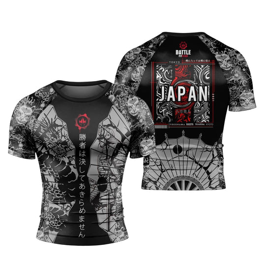 Samurai VS Dragon Men's Short Sleeve Rash Guard - BattleFitGear