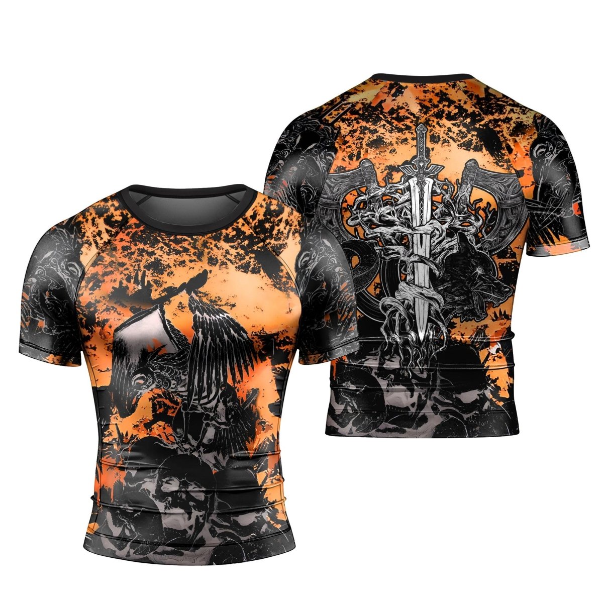 Raven Skull Men's Short Sleeve Rash Guard - BattleFitGear