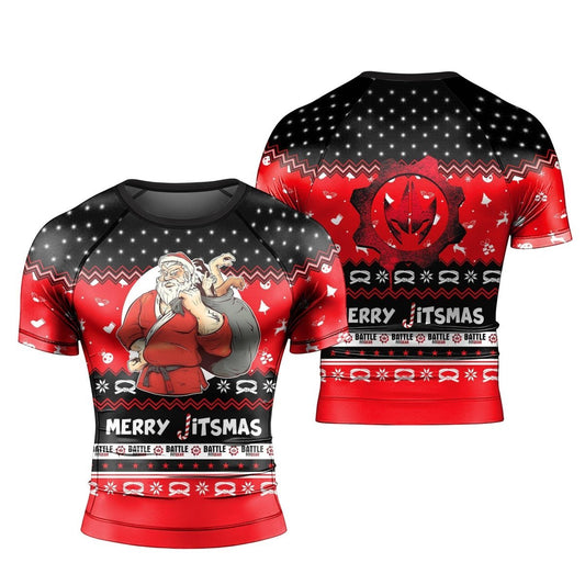 Villain Santa Claus Jitsmas Short Sleeve Rash Guard - BattleFitGear