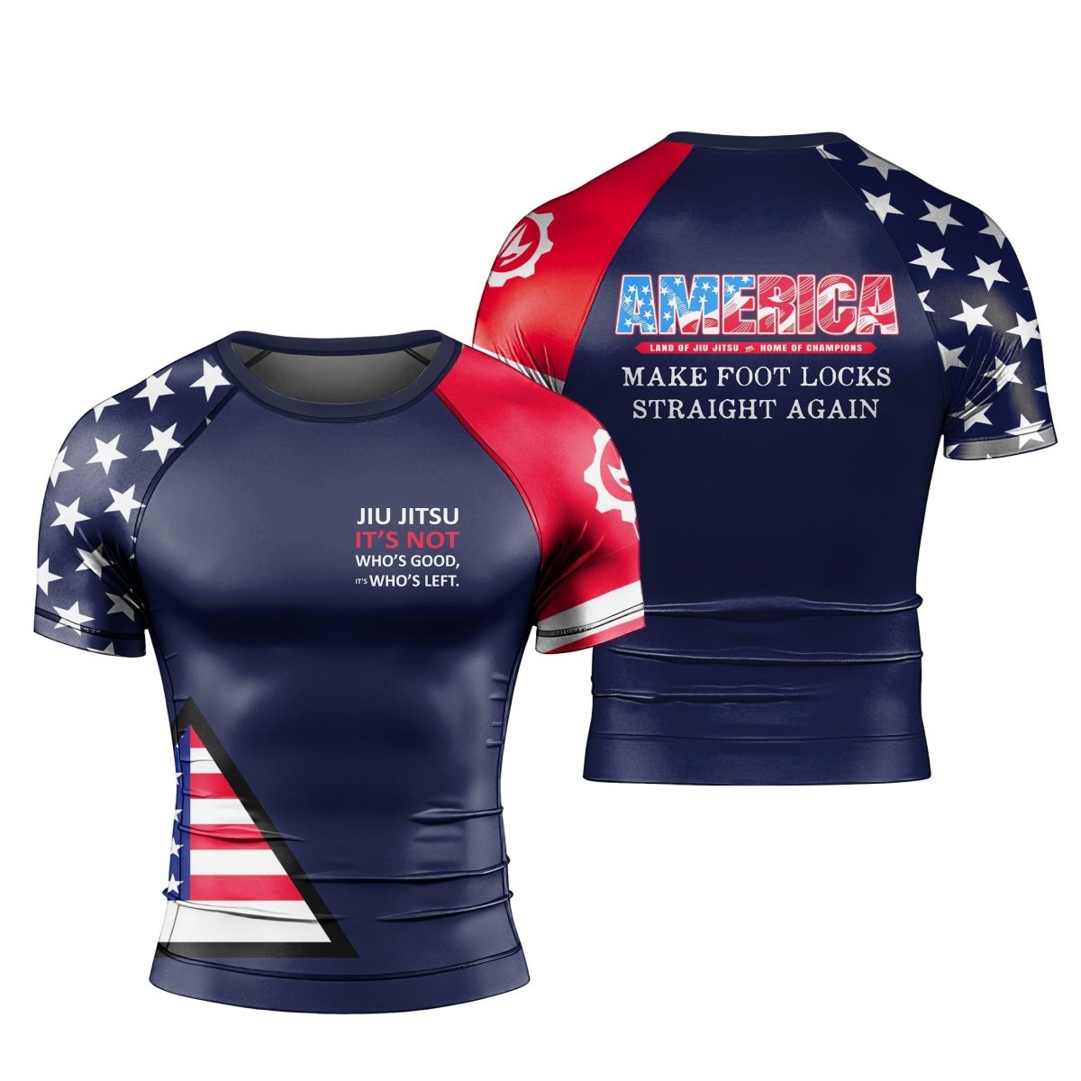 American Flag Blue Short Sleeve Rash Guard - BattleFitGear