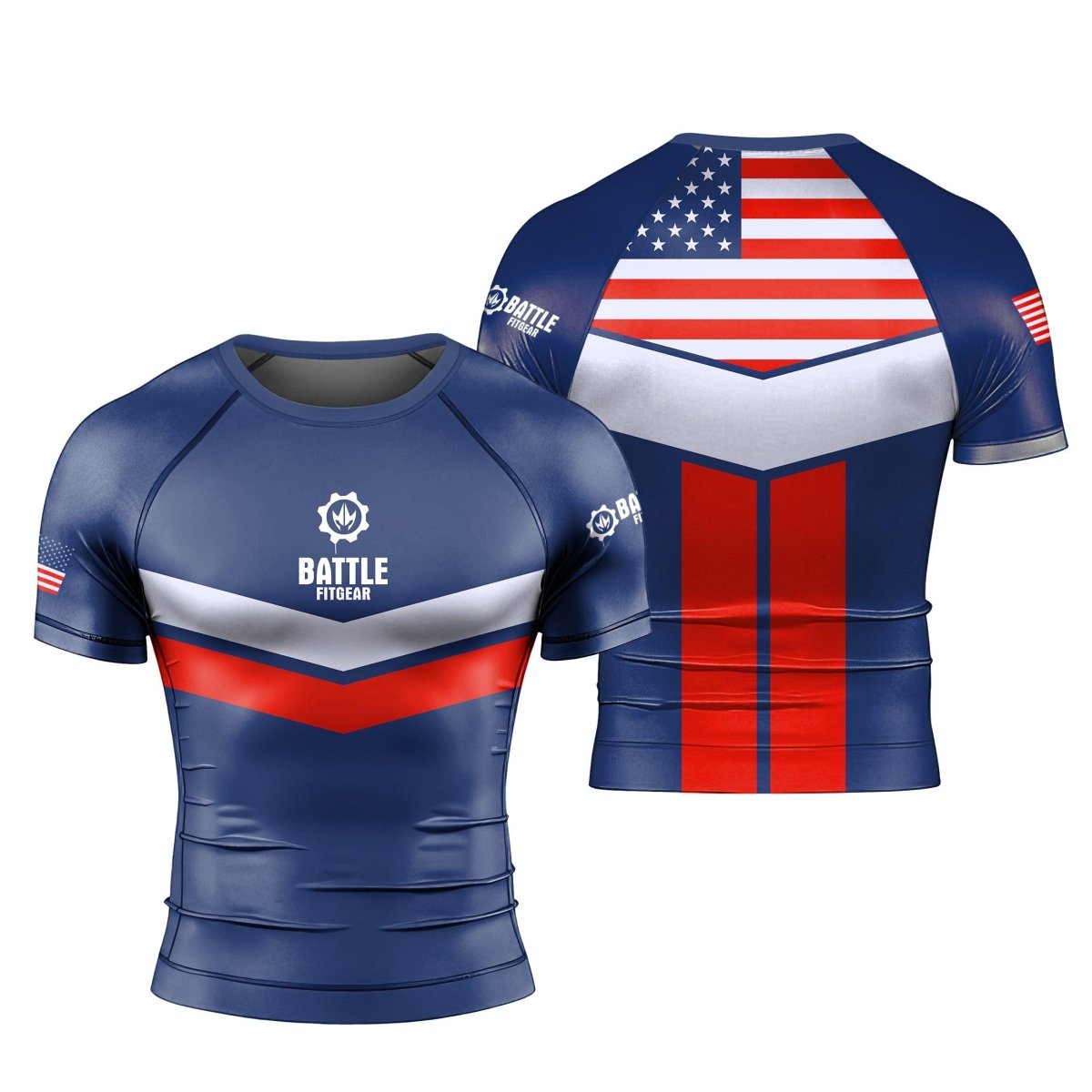 American Flag Short Sleeve Rash Guard - BattleFitGear