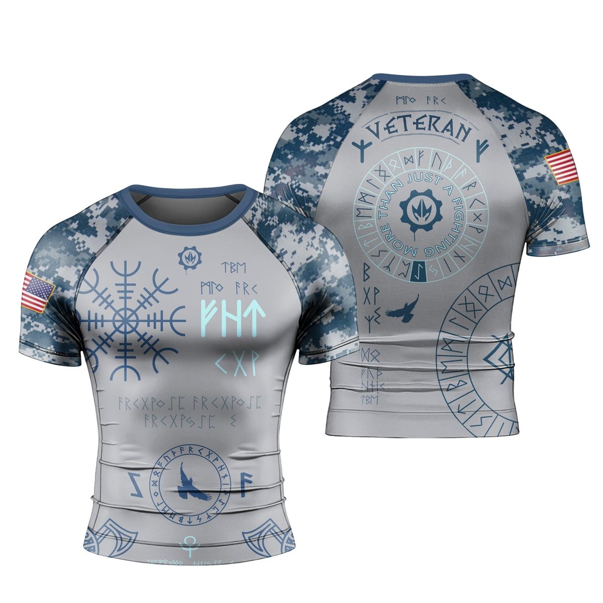 Navy Veteran Viking Men's Short Sleeve Rash Guard - BattleFitGear