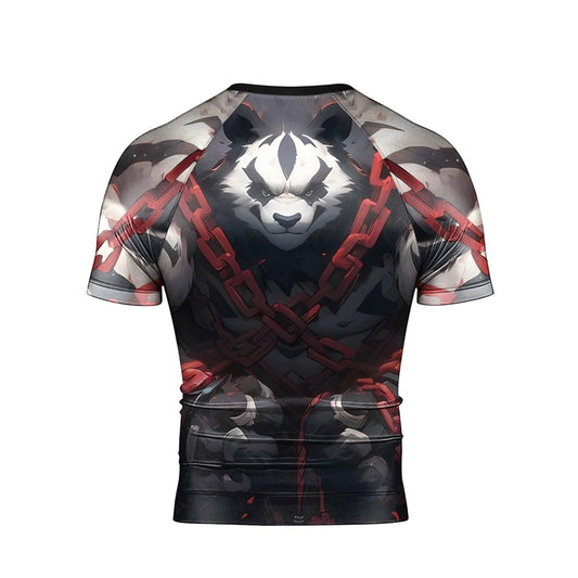 Warrior Panda Skull Short Sleeve Rash Guard - BattleFitGear