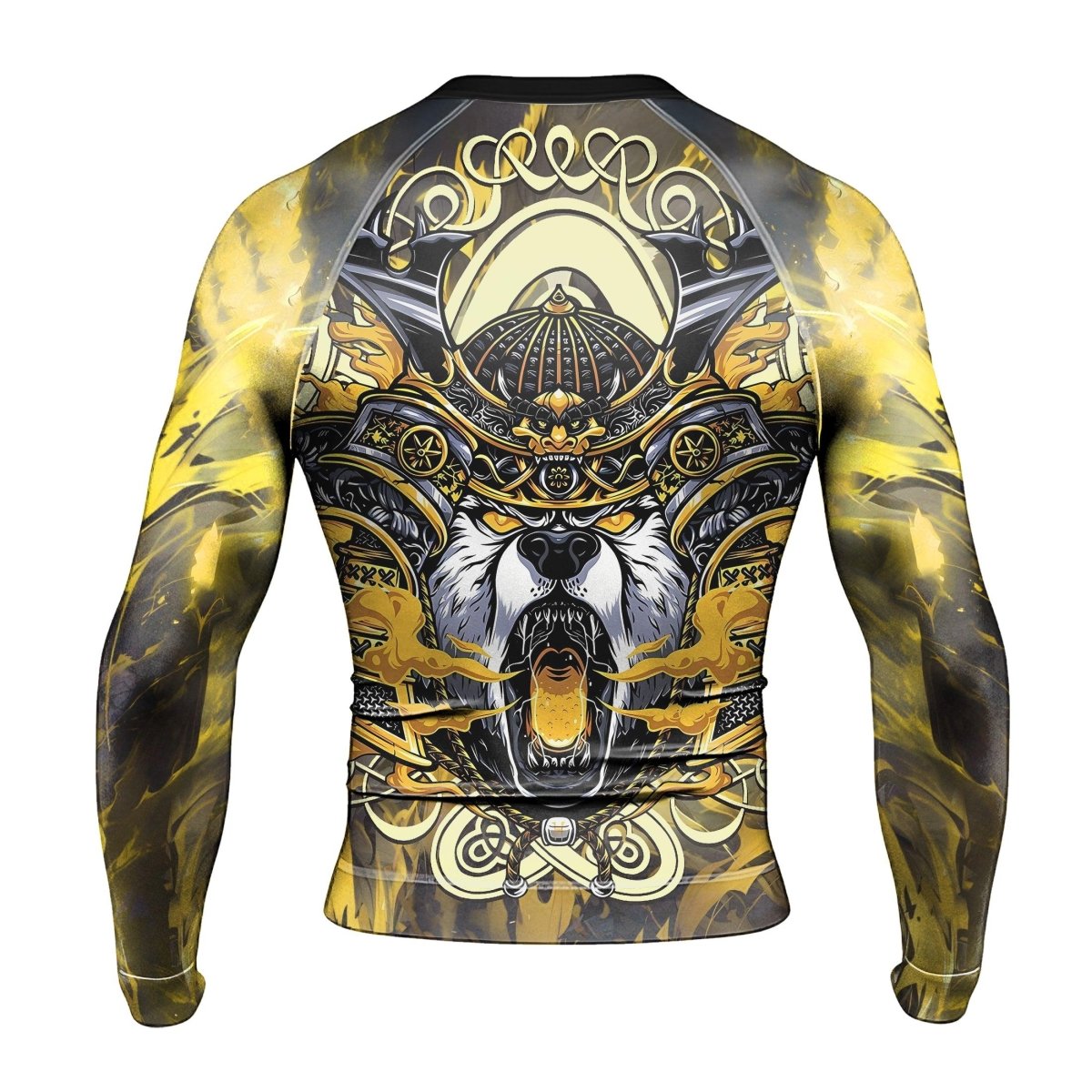 Golden Panda Skull Long Sleeve Rash Guard - BattleFitGear