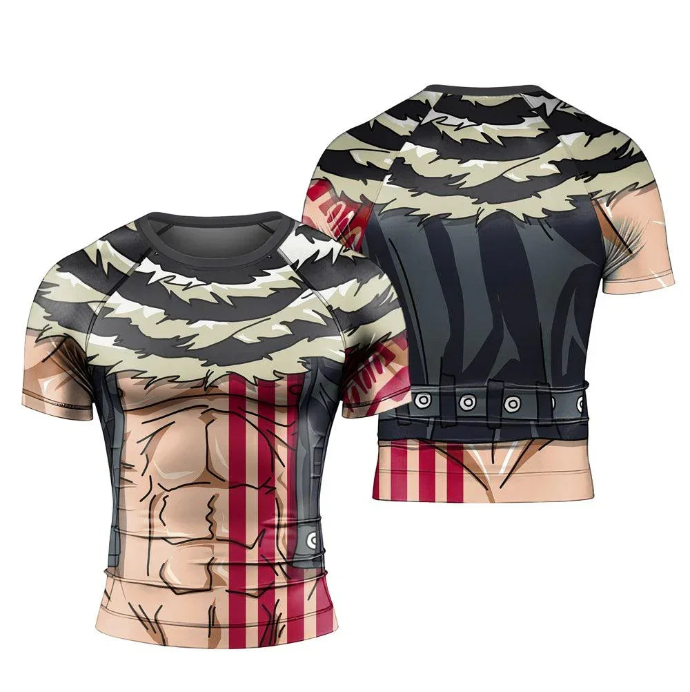 Anime Rash Katakuri One Piece Short Sleeve Rash Guard | One Piece MMA Rashguard