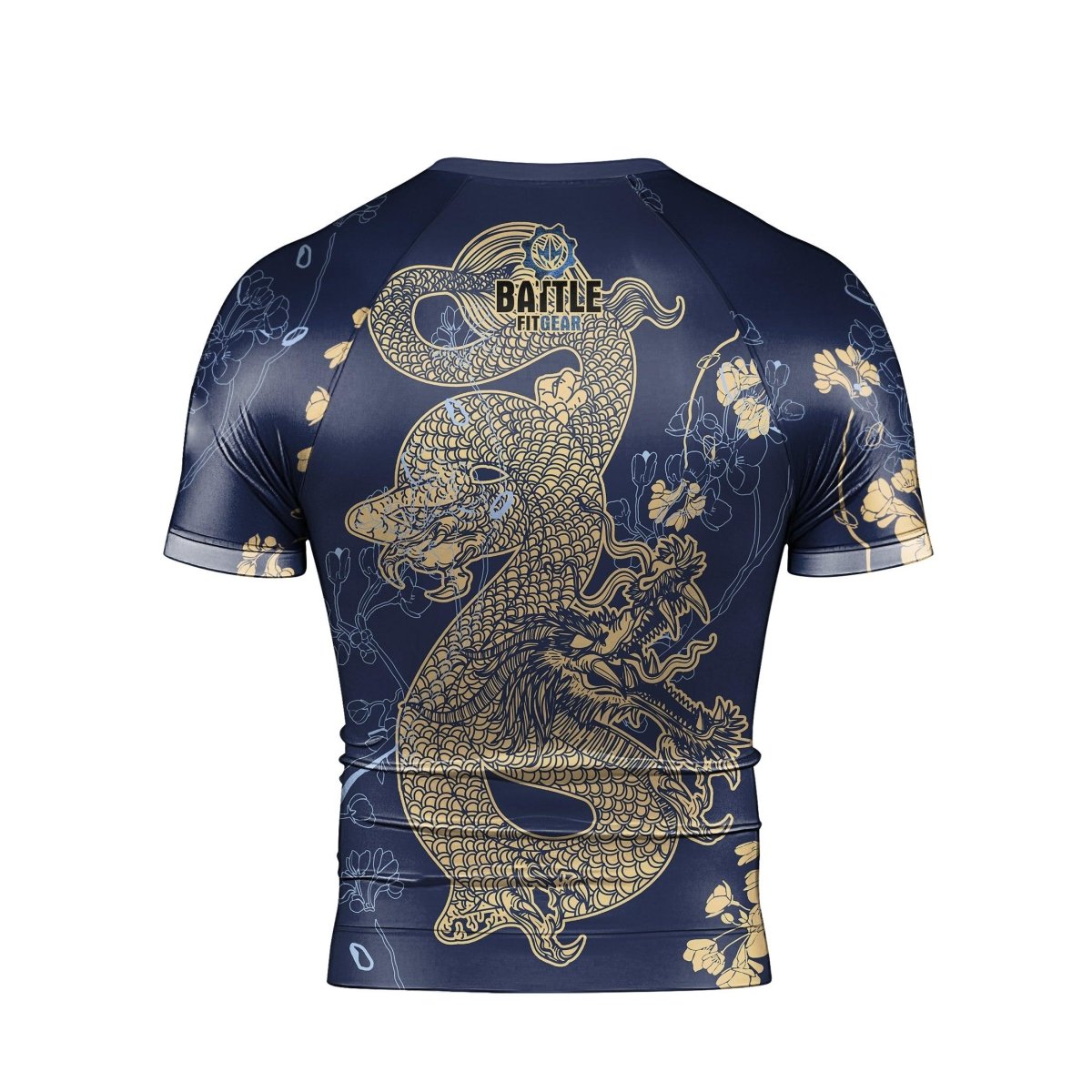 Flower Chinese Dragon Short Sleeve Rash Guard - BattleFitGear