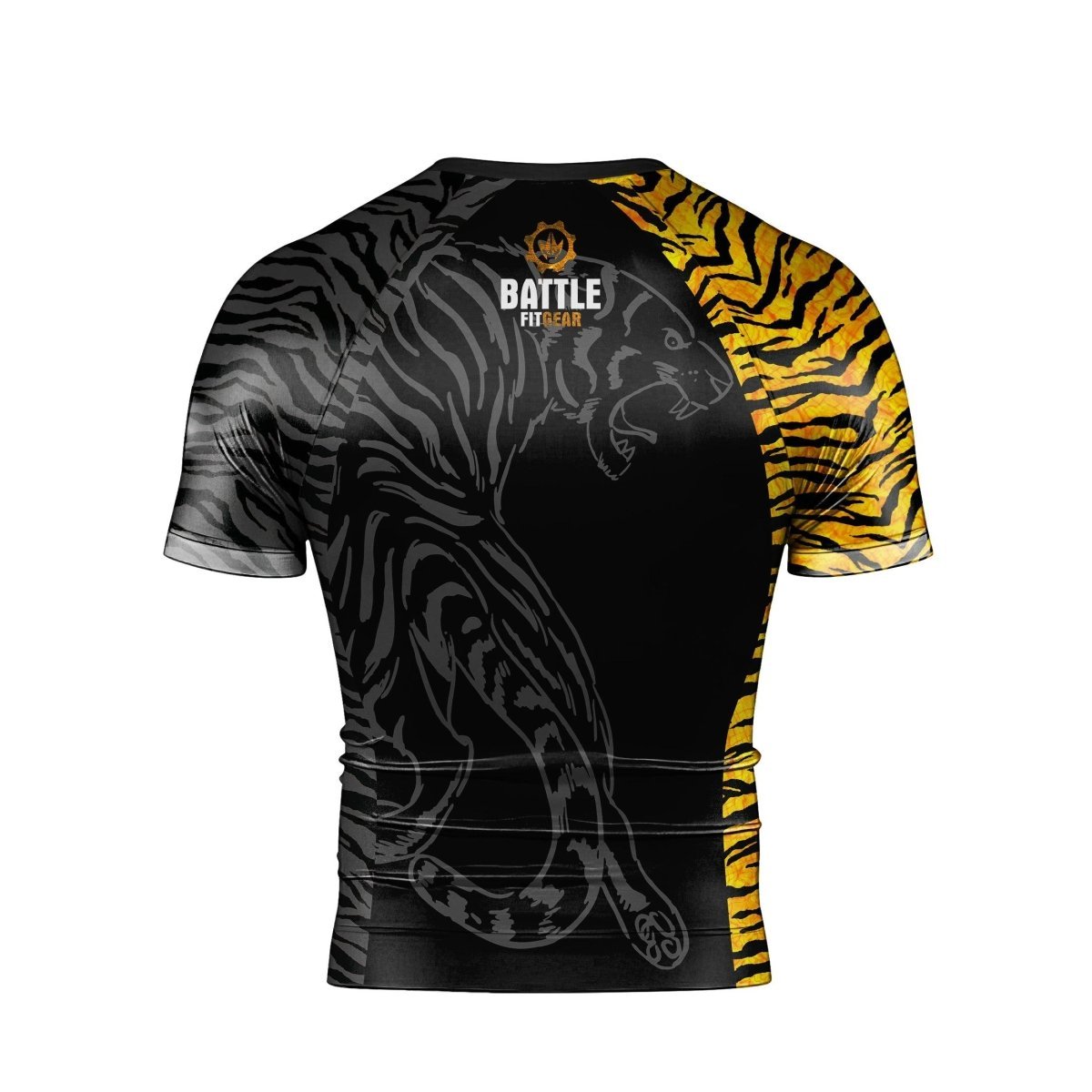 Tiger's Reflection Men's Short Sleeve Rash Guard - BattleFitGear