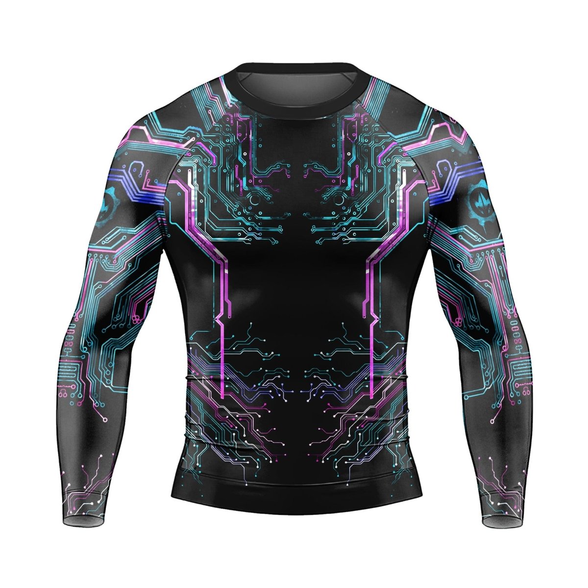 Deadly Glowing Circuit Men's Long Sleeve Rash Guard - BattleFitGear