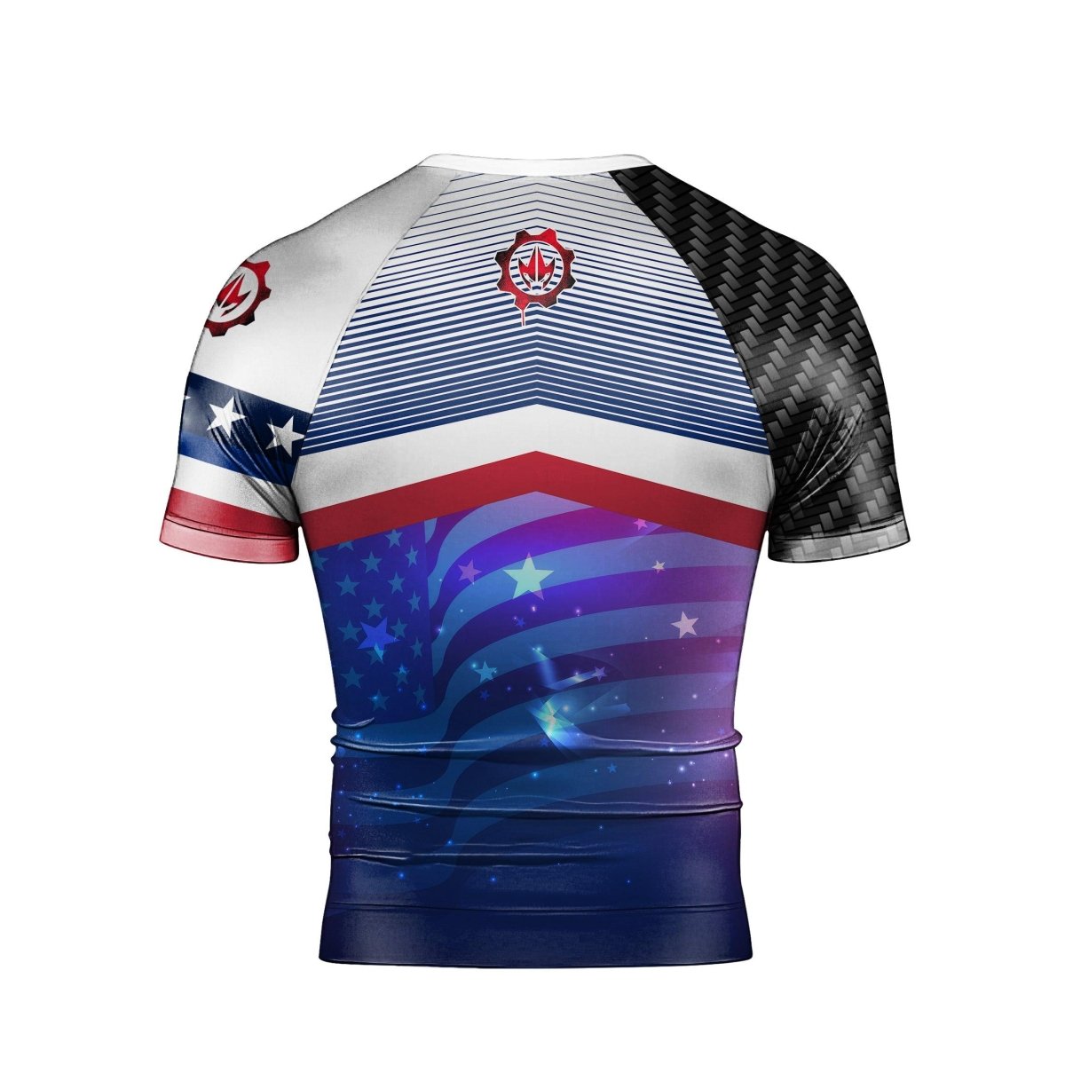 American Flag White Short Sleeve Rash Guard - BattleFitGear