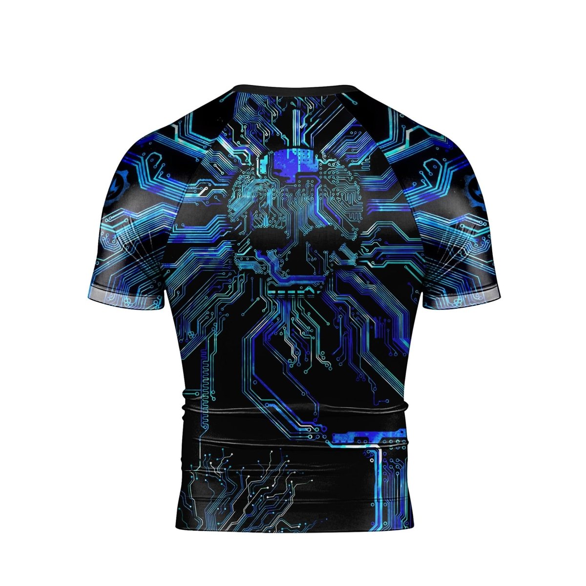 Glowing Circuit Men's Short Sleeve Rash Guard - BattleFitGear