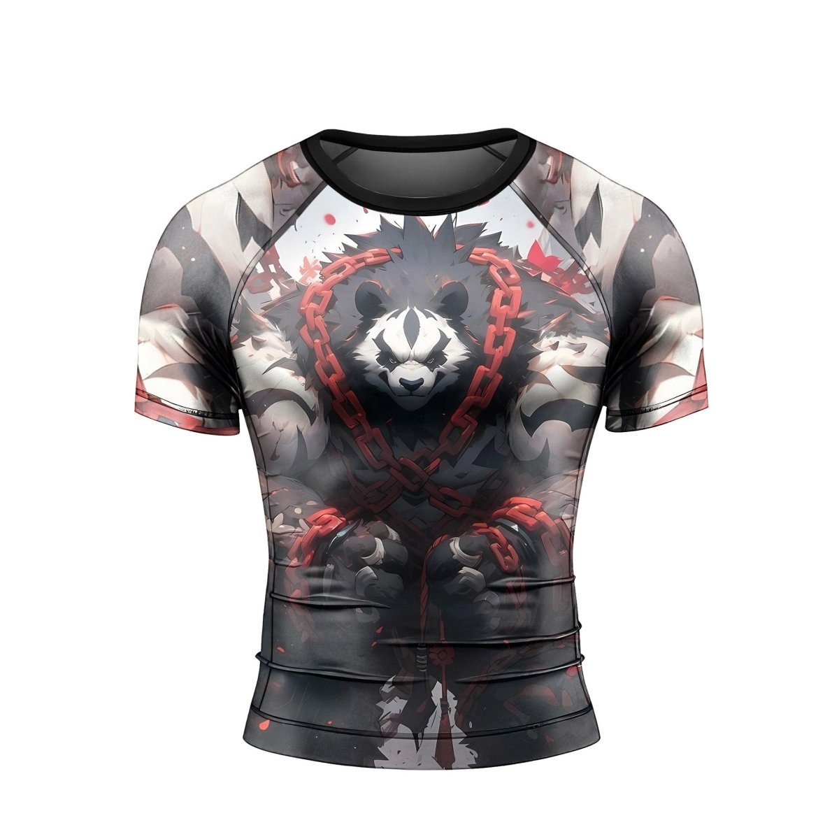 Warrior Panda Skull Short Sleeve Rash Guard - BattleFitGear