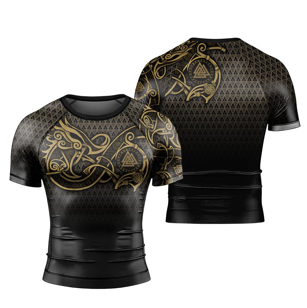 Viking Fenrir Symbol Rune Men's Short Sleeve Rash Guard