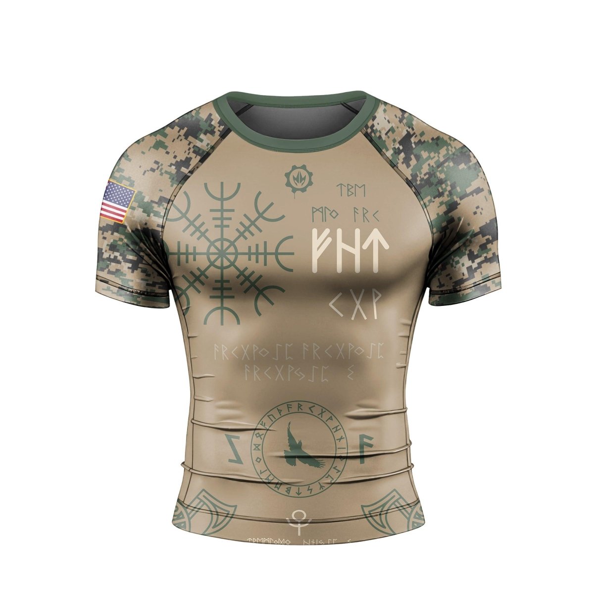 Marine Veteran Viking Men's Short Sleeve Rash Guard - BattleFitGear