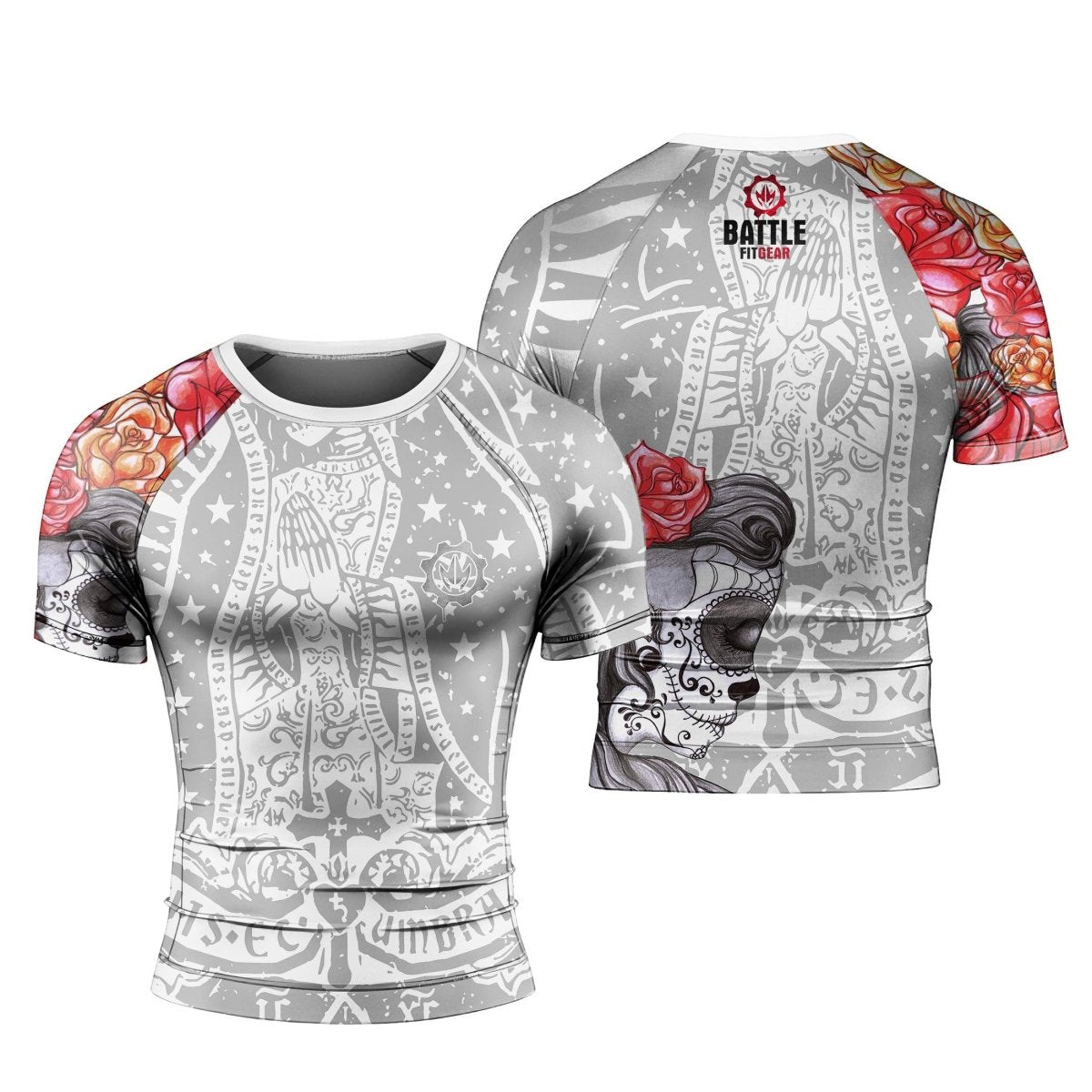 La Santa Muerte Men's Short Sleeve Rash Guard - BattleFitGear