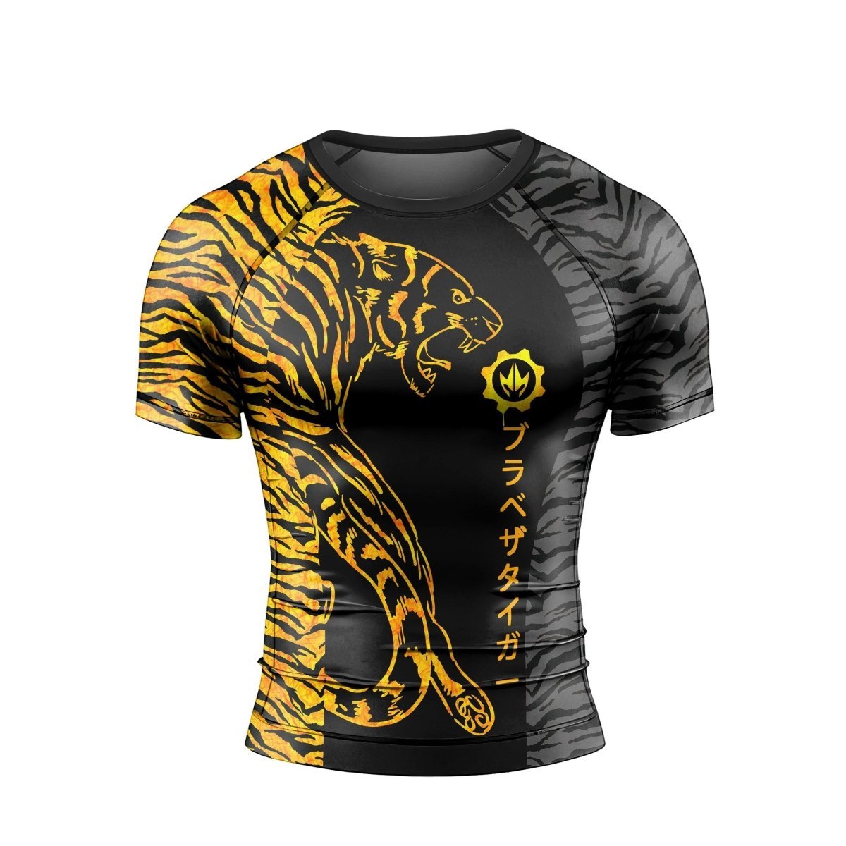 Tiger's Reflection Men's Short Sleeve Rash Guard - BattleFitGear