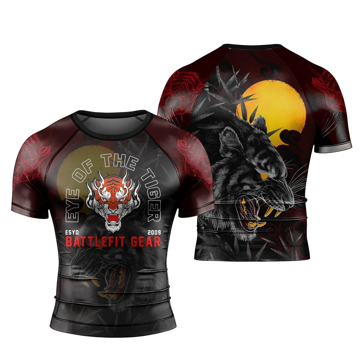 Shadow Tiger Short Sleeve Rash Guard | Tiger Surfing Rash Guard