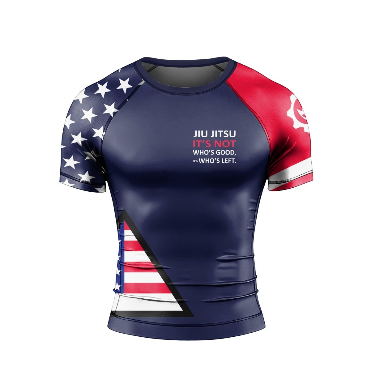 American Flag Blue Short Sleeve Rash Guard - BattleFitGear