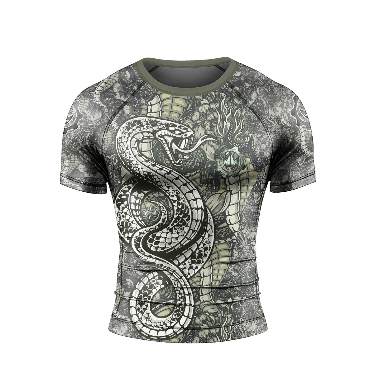 Samurai Cobra And Dragon Short Sleeve Rash Guard - BattleFitGear