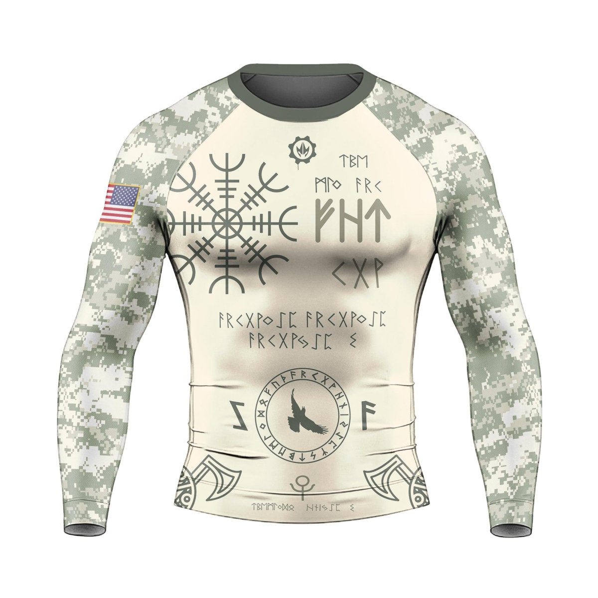 Army Veteran Viking Men's Long Sleeve Rash Guard - BattleFitGear