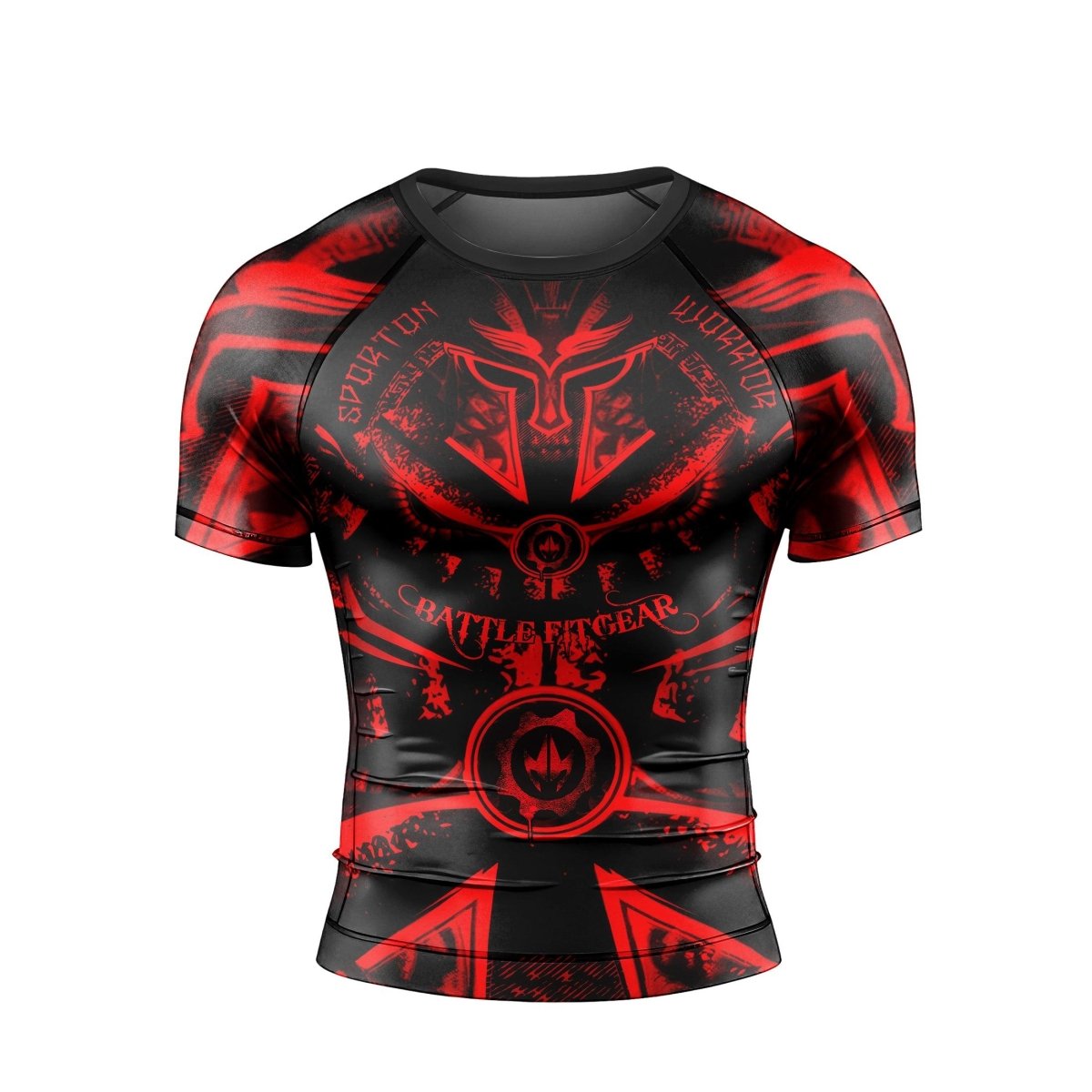 Spartan Red Men's Short Sleeve Rash Guard - BattleFitGear