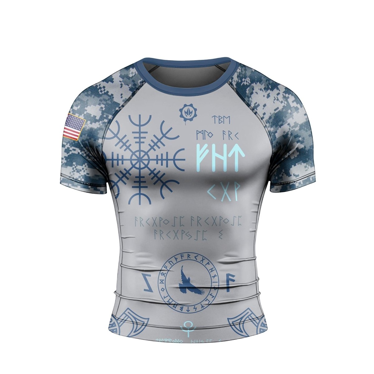 Navy Veteran Viking Men's Short Sleeve Rash Guard - BattleFitGear